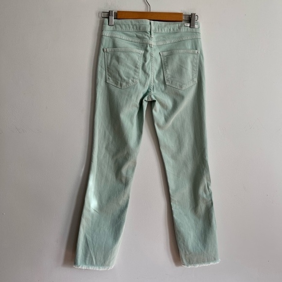 Anthropologie Pilcro Script Flare Frayed Hem Mint Green Cropped Jeans - Picture 4 of 11